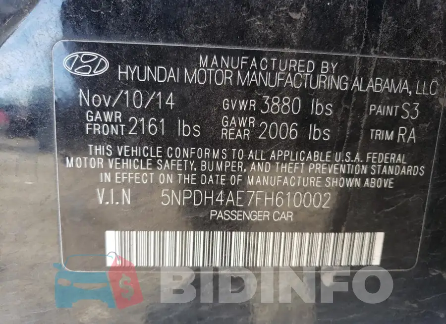 5NPDH4AE7FH610002 Photo# 12
