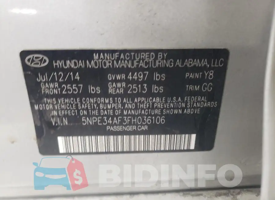 5NPE34AF3FH036106 Photo# 13
