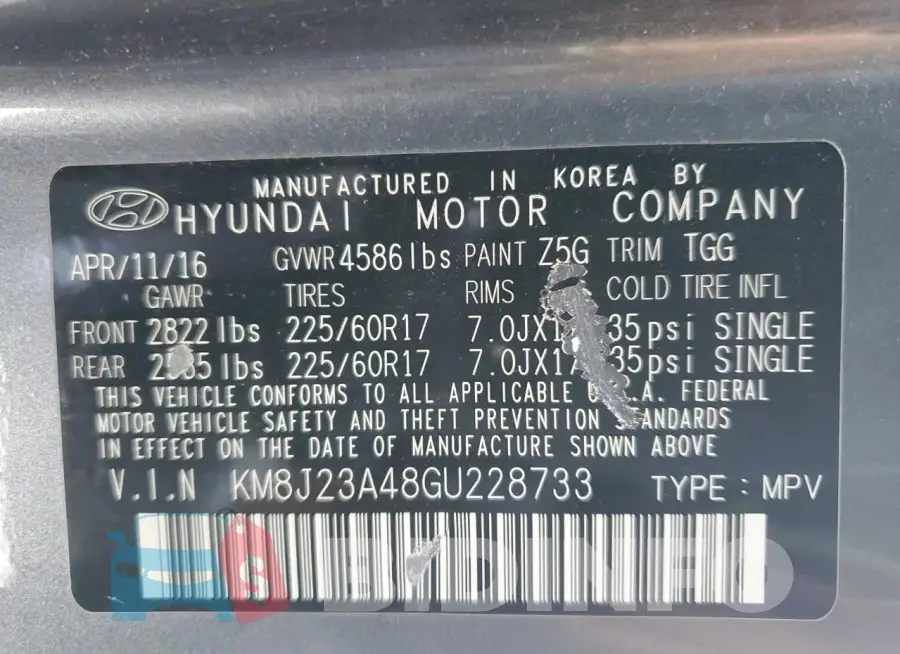 KM8J23A48GU228733 Photo# 12