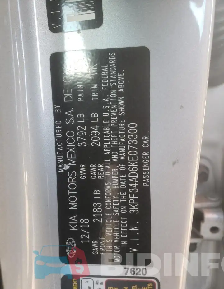 3KPF34AD6KE073300 Photo# 12