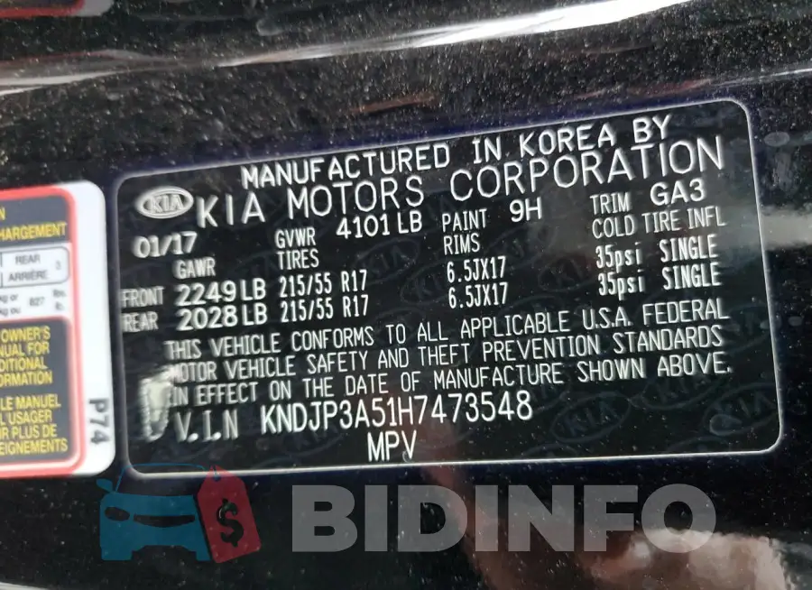 KNDJP3A51H7473548 Photo# 12