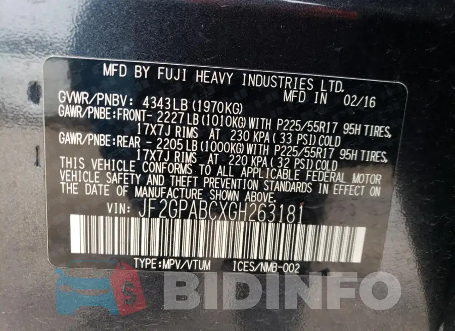 JF2GPABCXGH263181 Photo# 12
