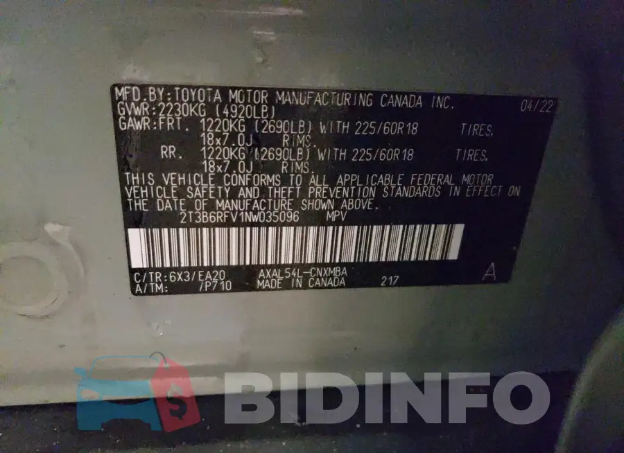 2T3B6RFV1NW035096 Photo# 12