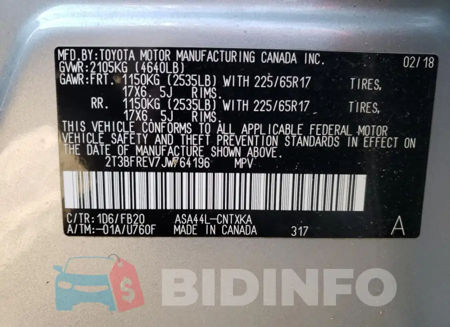 2T3BFREV7JW764196 Photo# 13