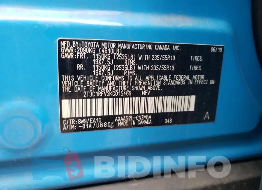 2T3C1RFV2KC015469 Photo# 13
