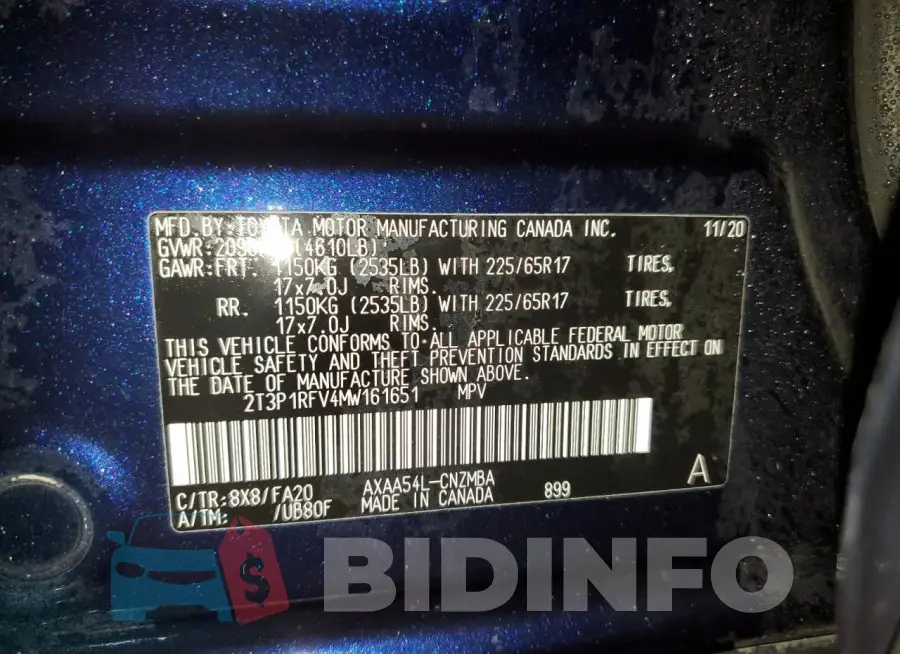 2T3P1RFV4MW161651 Photo# 13