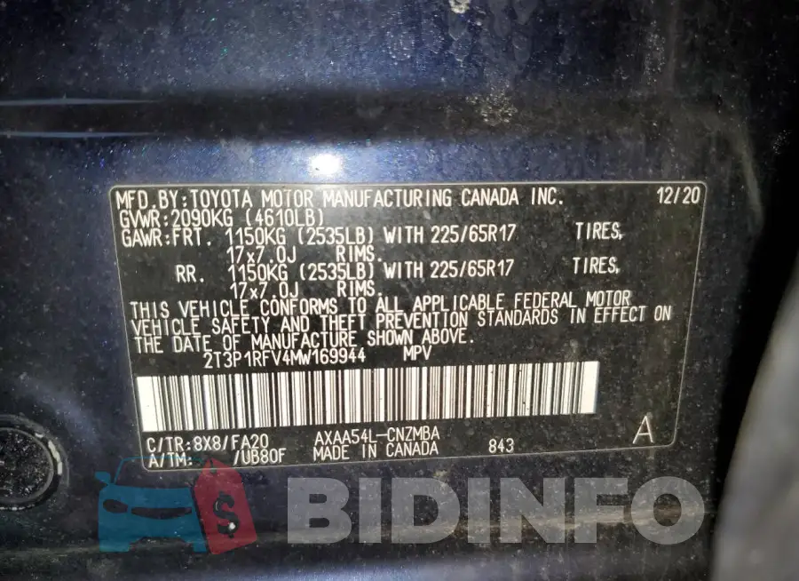 2T3P1RFV4MW169944 Photo# 13