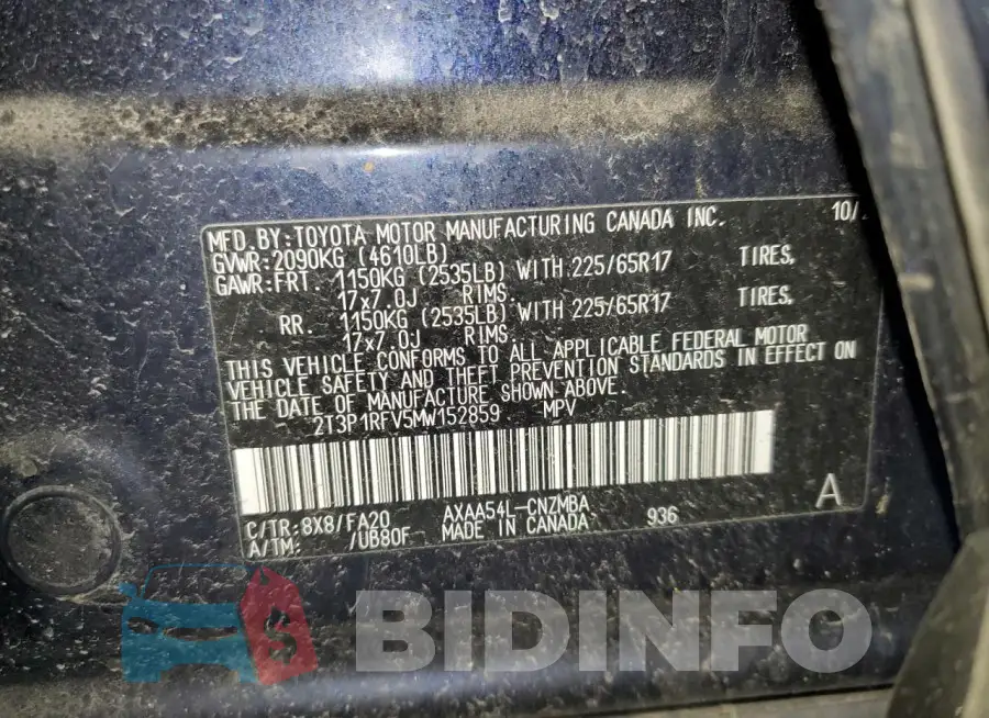 2T3P1RFV5MW152859 Photo# 13