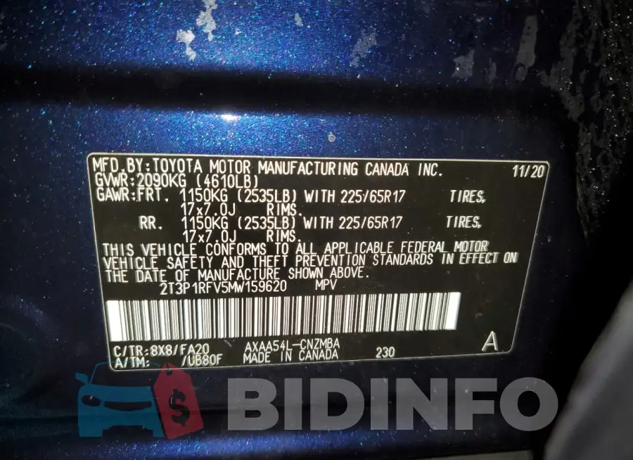 2T3P1RFV5MW159620 Photo# 13