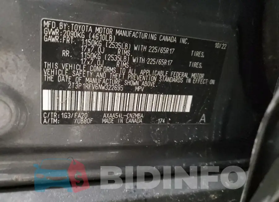 2T3P1RFV6NW322695 Photo# 12