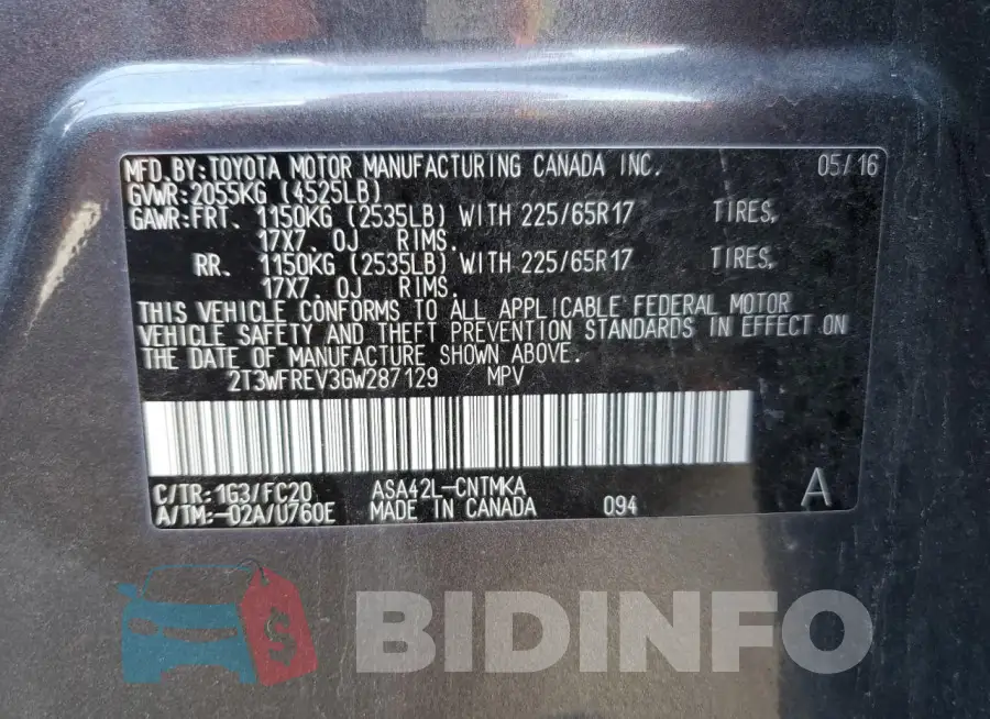 2T3WFREV3GW287129 Photo# 14