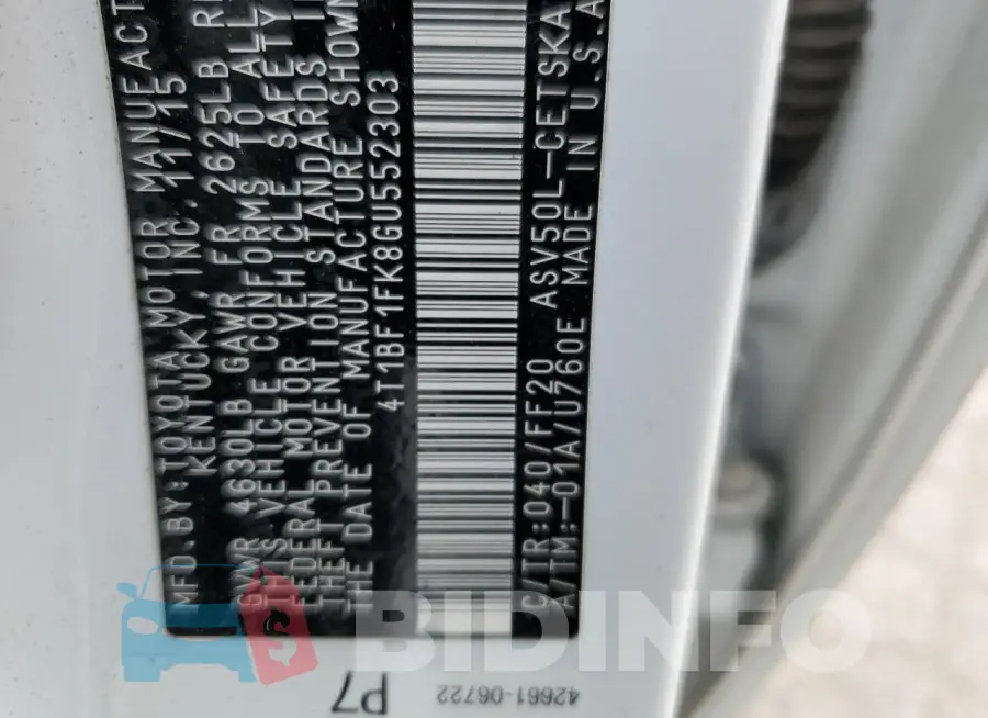 4T1BF1FK8GU552303 Photo# 12