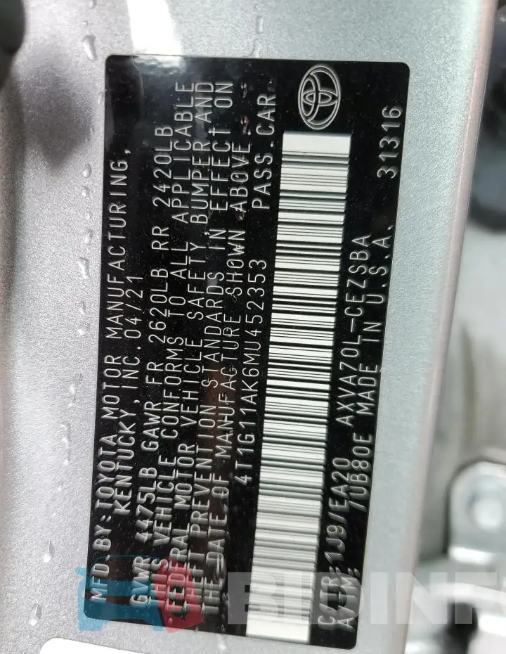 4T1G11AK6MU452353 Photo# 12