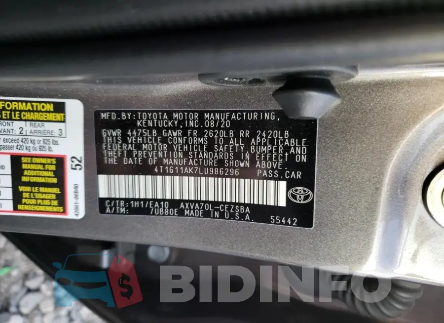 4T1G11AK7LU986296 Photo# 12
