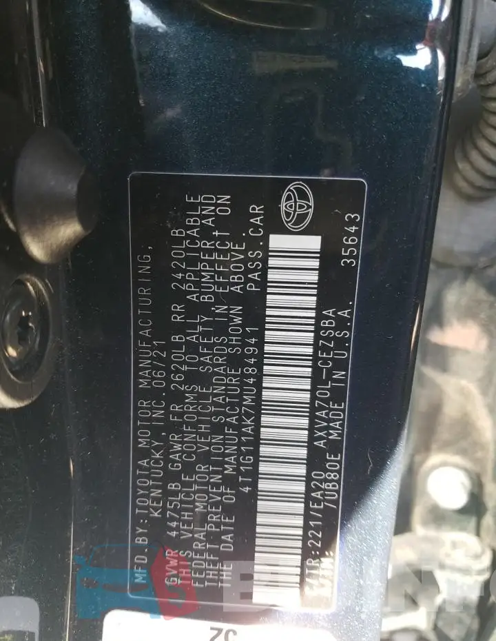 4T1G11AK7MU484941 Photo# 12
