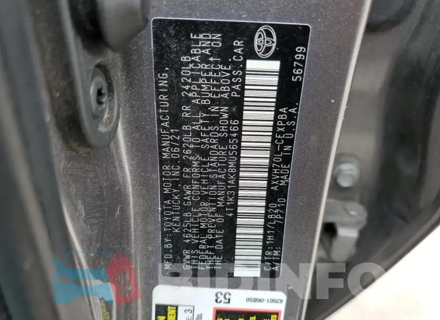 4T1K31AK8MU565466 Photo# 13