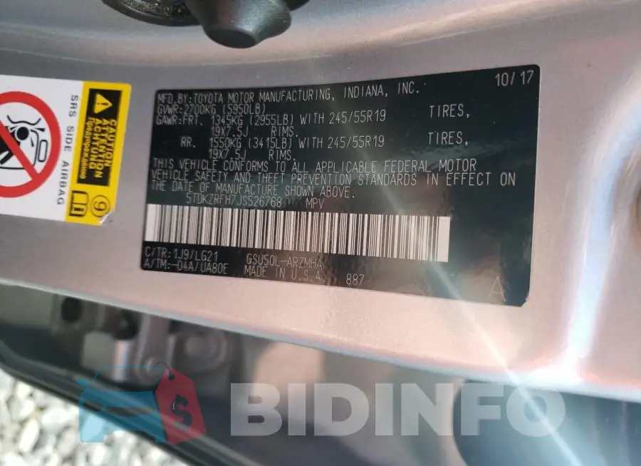 5TDKZRFH7JS526768 Photo# 13