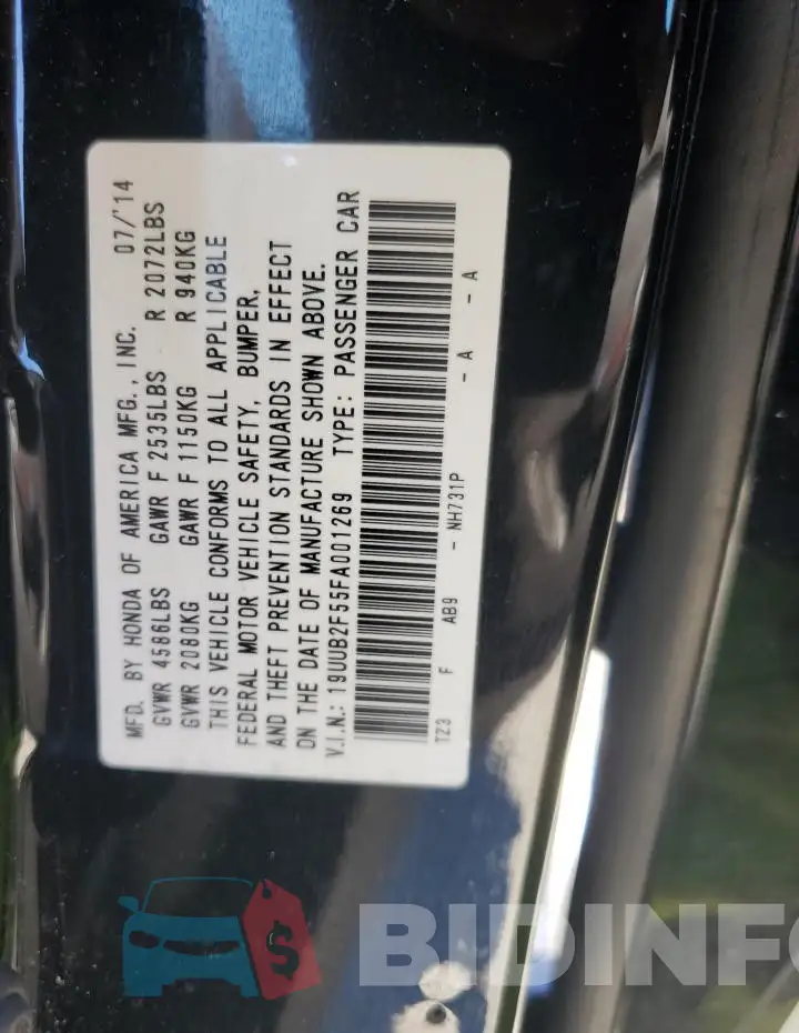 19UUB2F55FA001269 Photo# 12