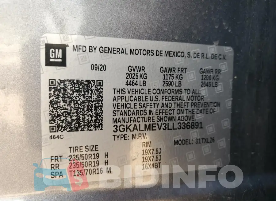 3GKALMEV3LL336891 Photo# 12