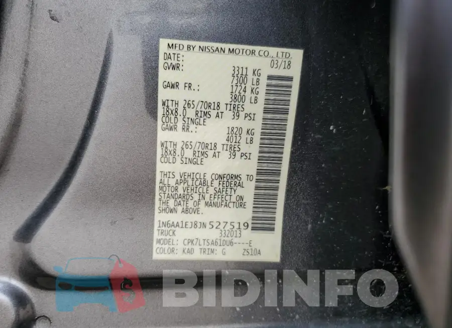 1N6AA1EJ8JN527519 Photo# 12