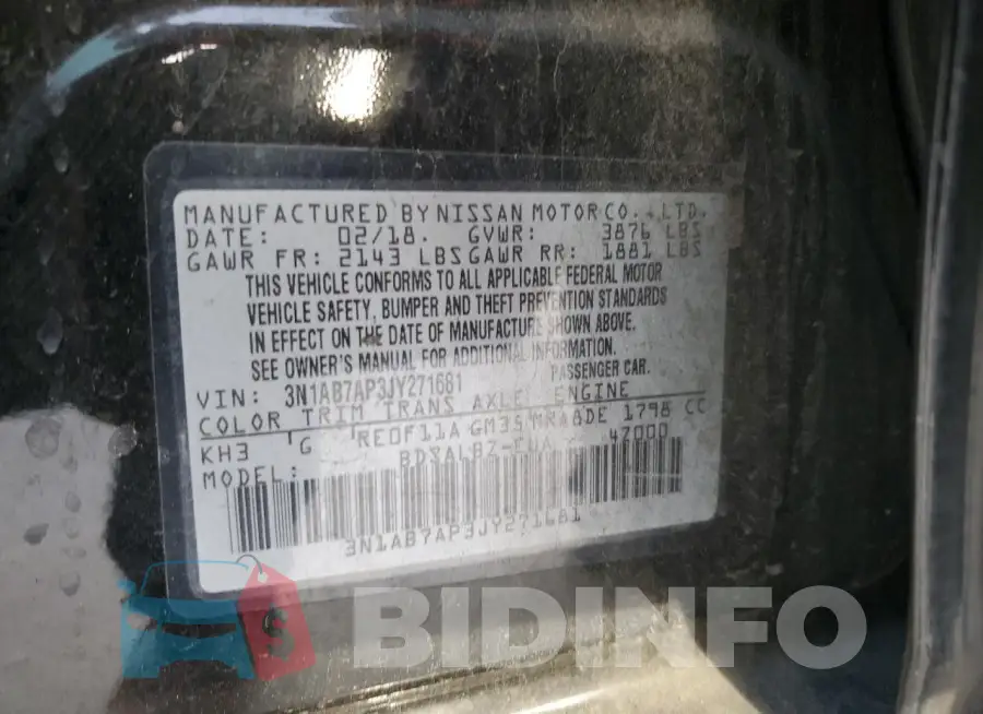 3N1AB7AP3JY271681 Photo# 12