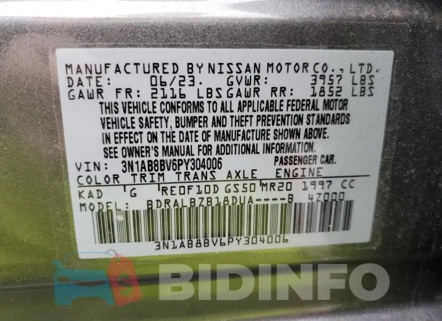 3N1AB8BV6PY304006 Photo# 12