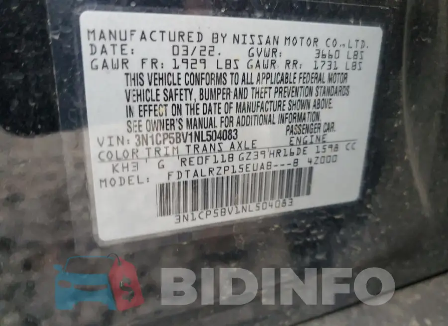 3N1CP5BV1NL504083 Photo# 13