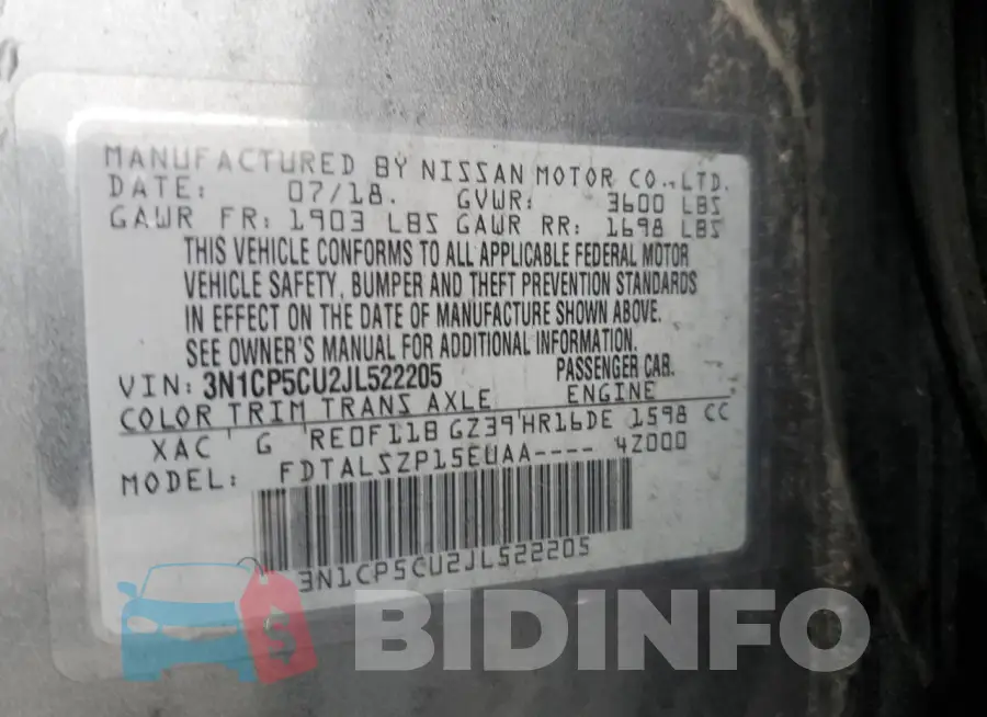 3N1CP5CU2JL522205 Photo# 12