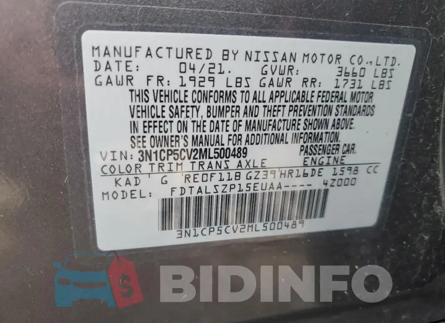 3N1CP5CV2ML500489 Photo# 12