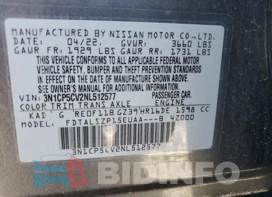 3N1CP5CV2NL512577 Photo# 12