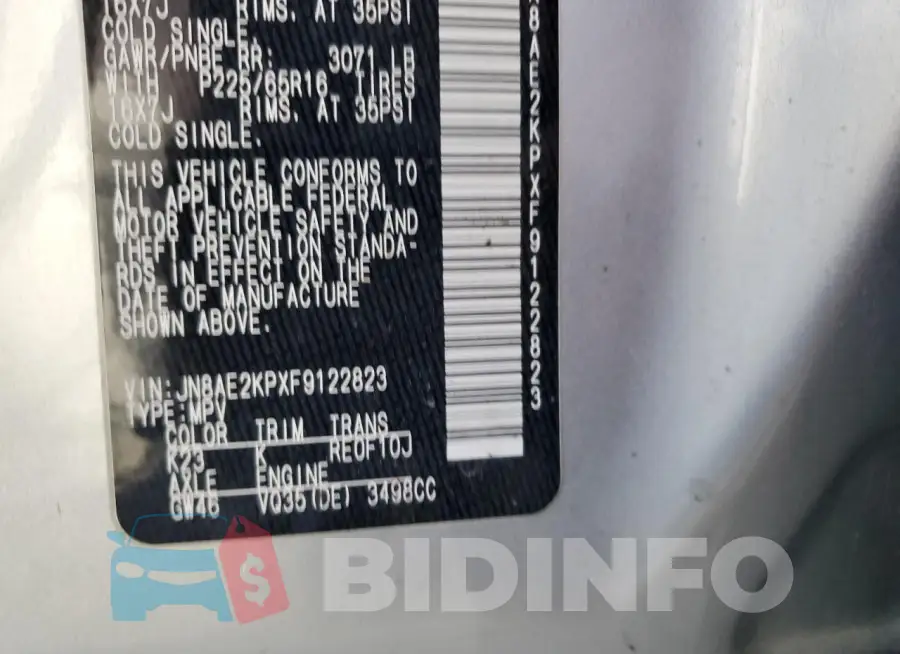 JN8AE2KPXF9122823 Photo# 12