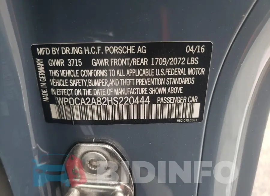WP0CA2A82HS220444 Photo# 12