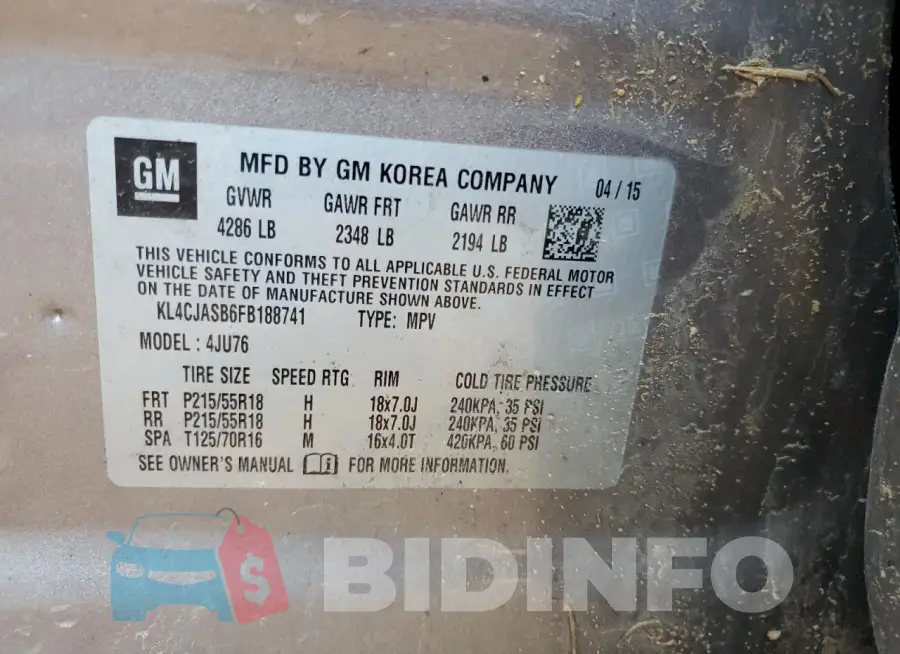 KL4CJASB6FB188741 Photo# 13