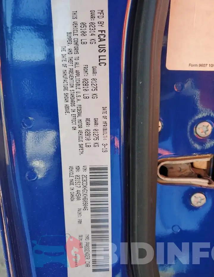 2C3CDXHG1KH609046 Photo# 12