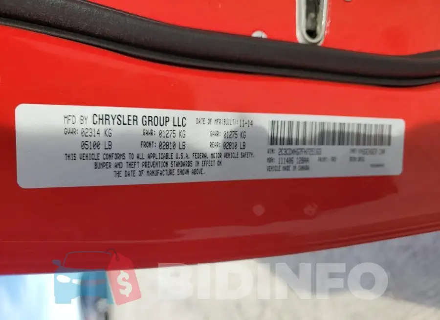 2C3CDXHG7FH725163 Photo# 12