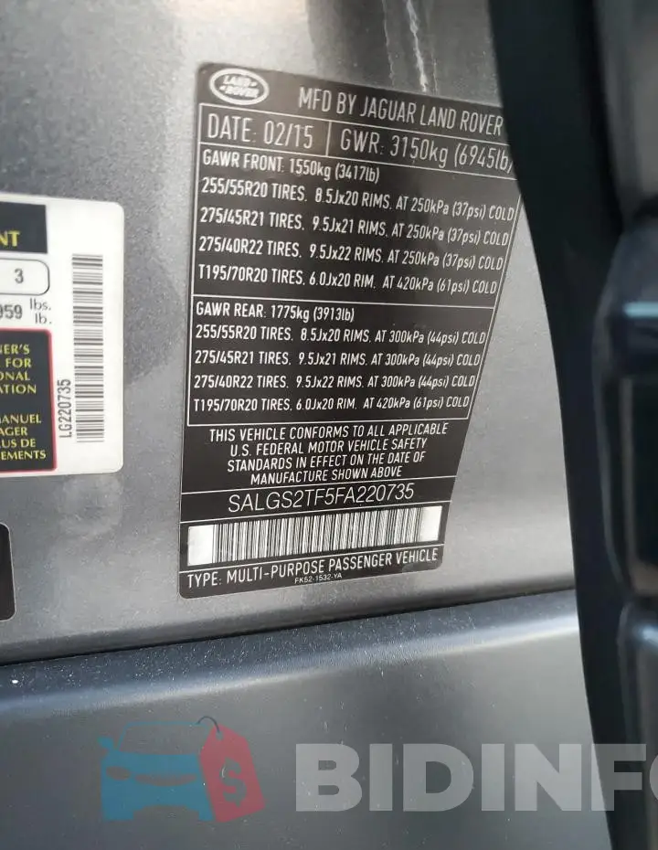 SALGS2TF5FA220735 Photo# 13