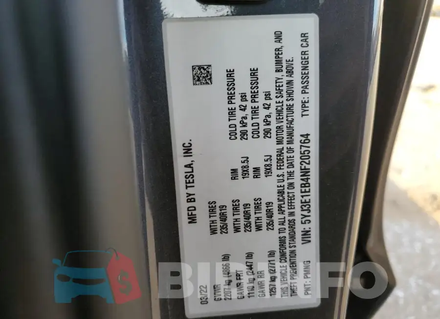 5YJ3E1EB4NF205764 Photo# 12