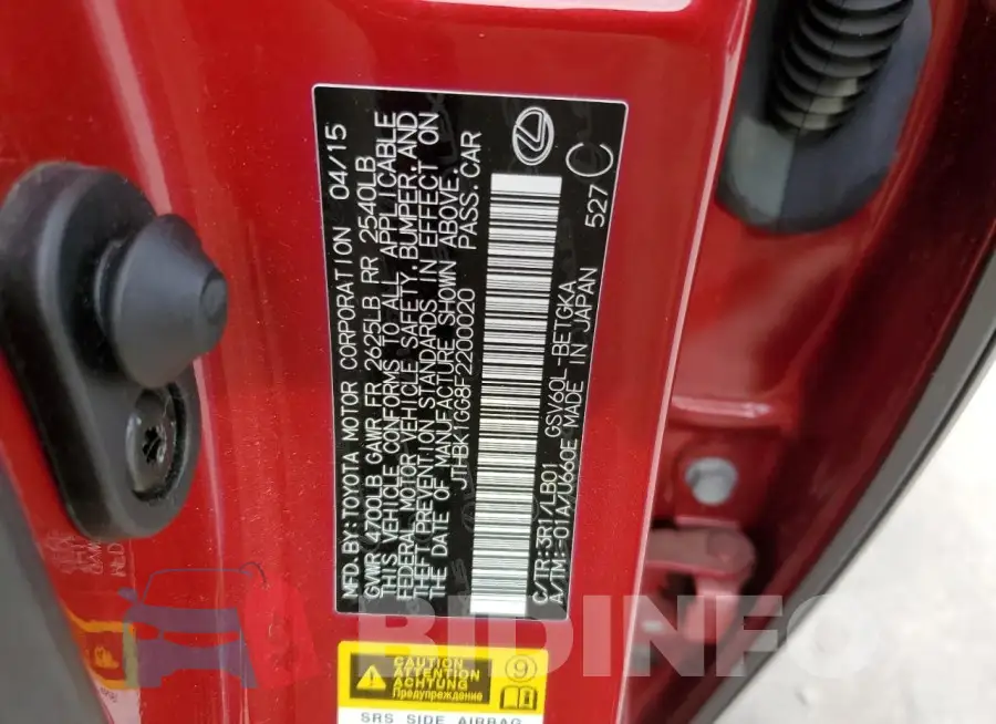 JTHBK1GG8F2200020 Photo# 12