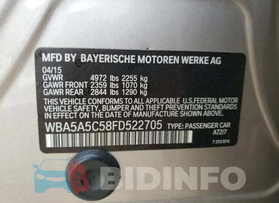 WBA5A5C58FD522705 Photo# 12