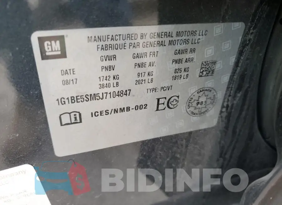1G1BE5SM5J7104847 Photo# 12