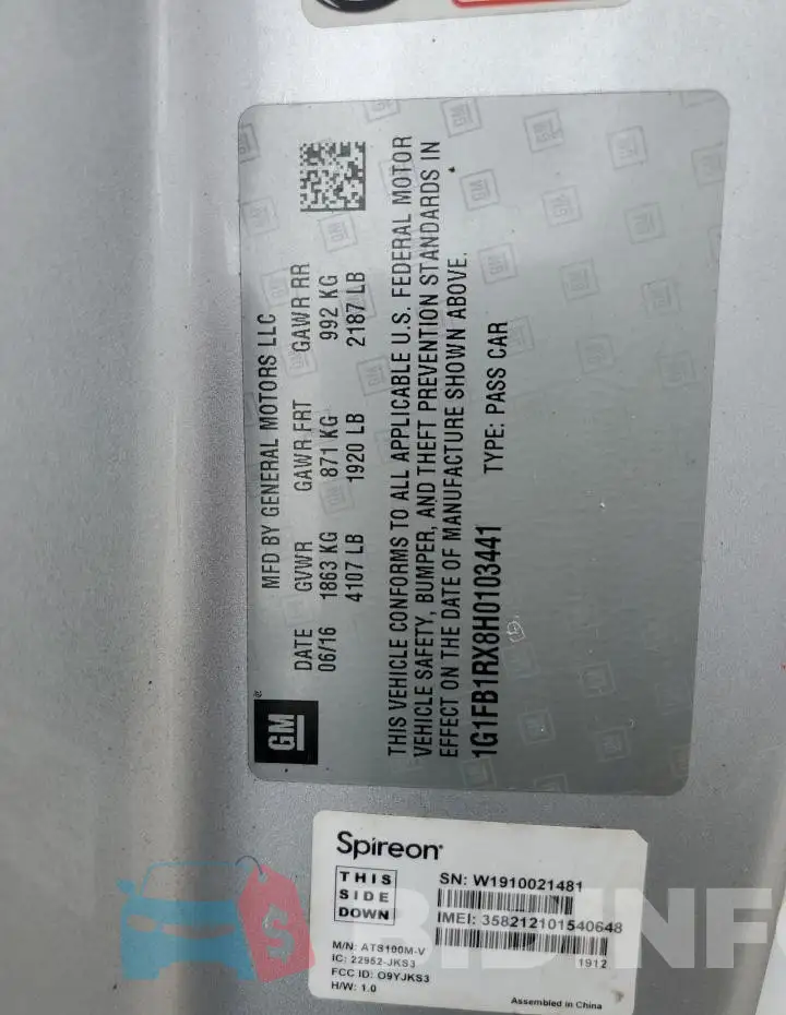1G1FB1RX8H0103441 Photo# 12