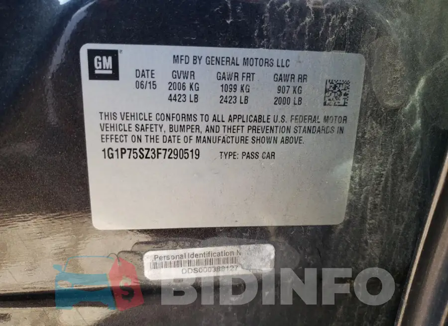 1G1P75SZ3F7290519 Photo# 13