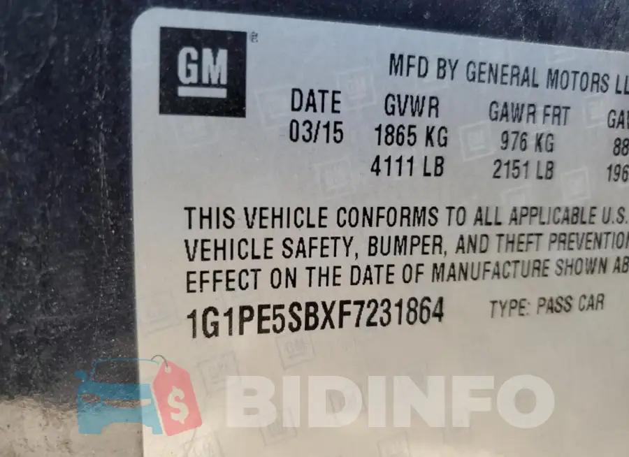 1G1PE5SBXF7231864 Photo# 13