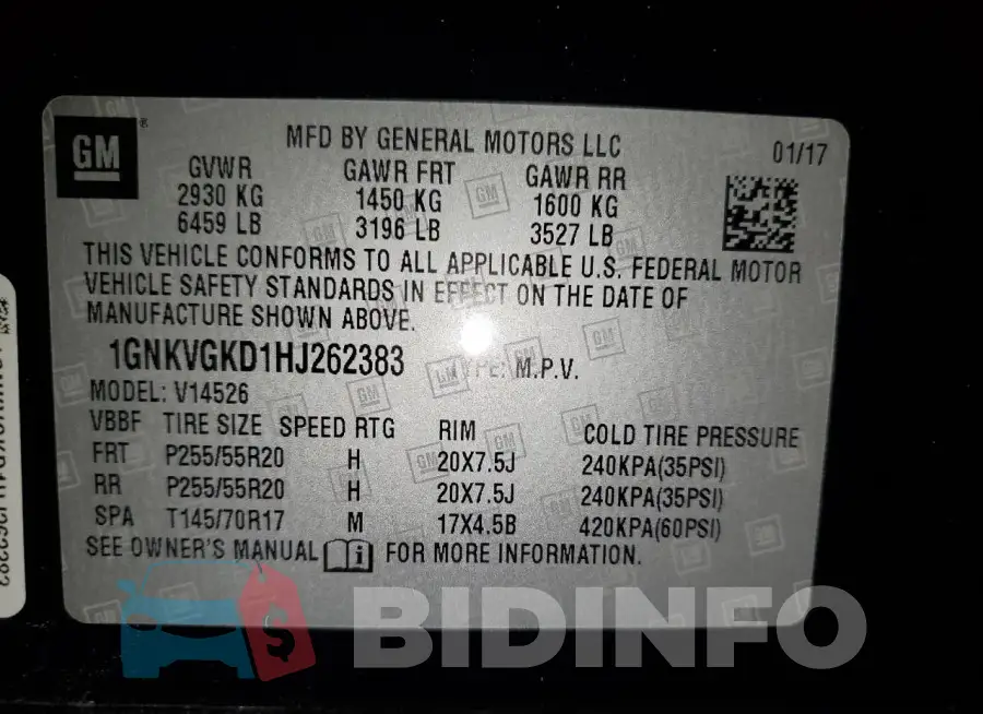 1GNKVGKD1HJ262383 Photo# 14
