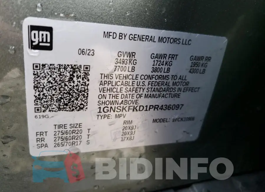 1GNSKFKD1PR436097 Photo# 14