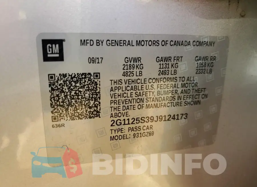 2G1125S39J9124173 Photo# 13