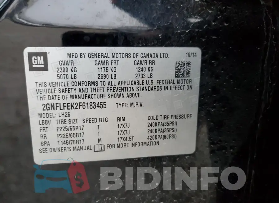 2GNFLFEK2F6183455 Photo# 13