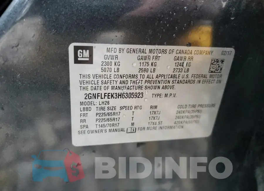 2GNFLFEK3H6305923 Photo# 12