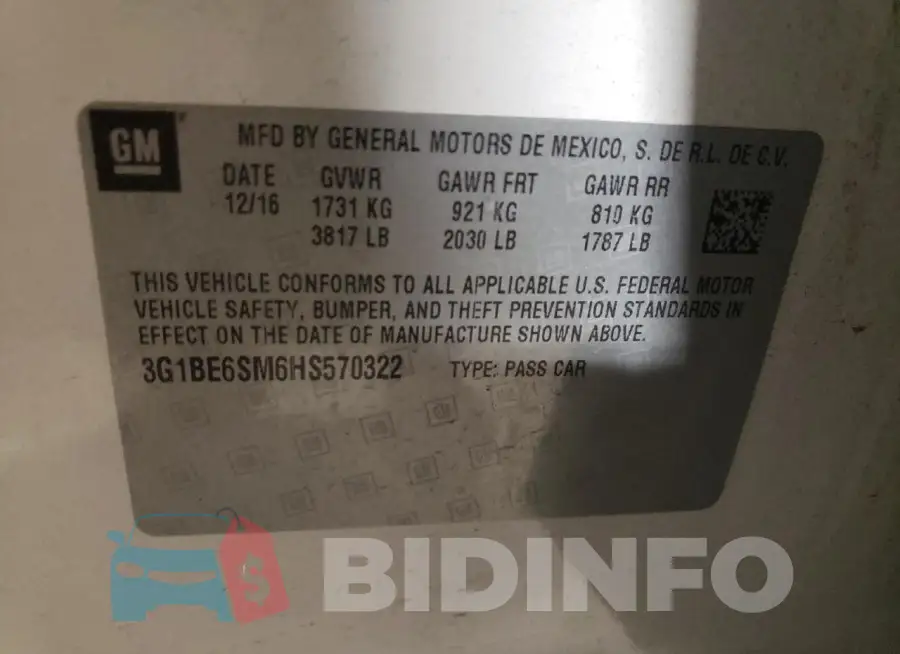 3G1BE6SM6HS570322 Photo# 12