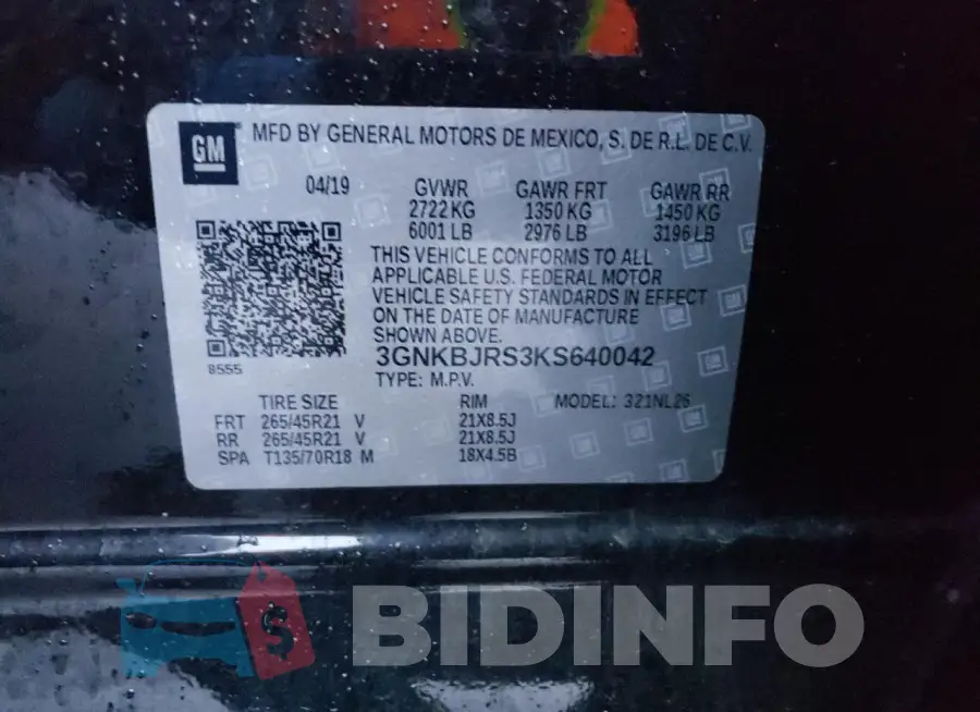 3GNKBJRS3KS640042 Photo# 13